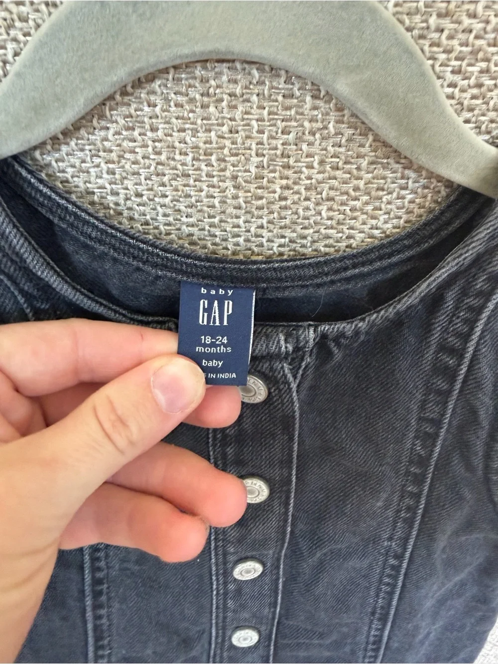 BABY GAP Black Washed Denim Button-Front Tank Dress